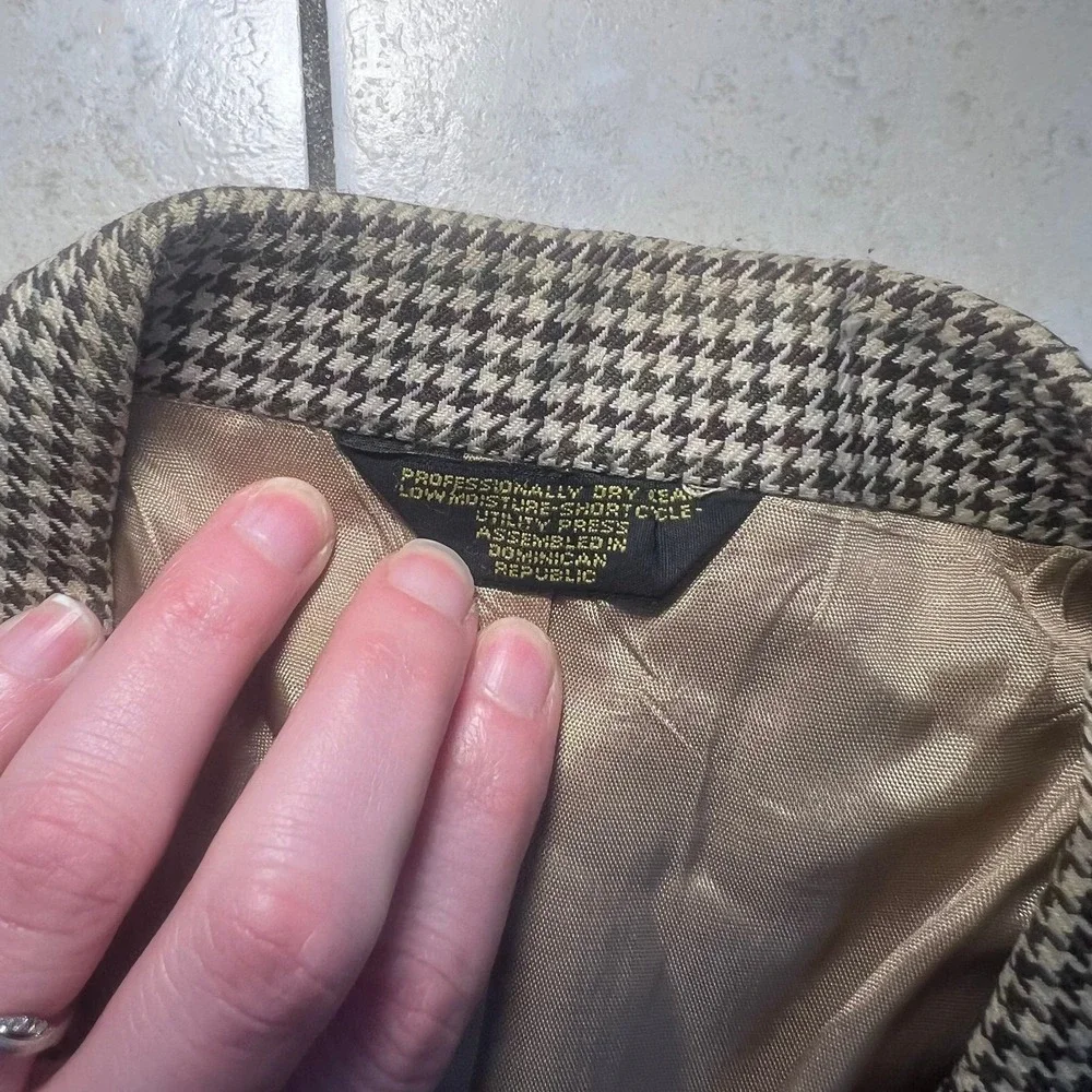 VTG J. Riggings Blazer Houndstooth Wool Blend Classic Mens Business Casual 38R